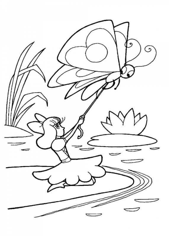 Раскраска Дюймовочка Ганса Христиана Андерсена