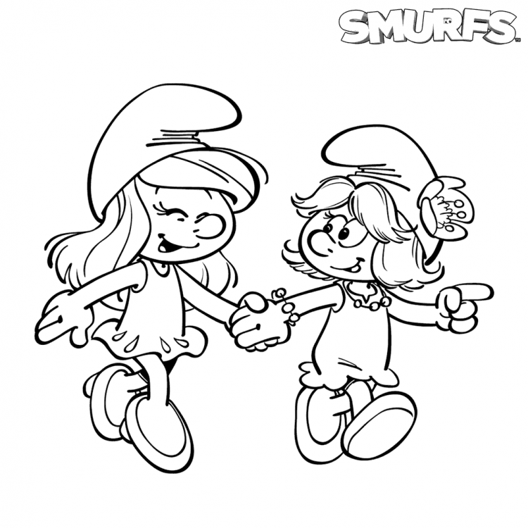 Рисунок Смурфетта по этапам