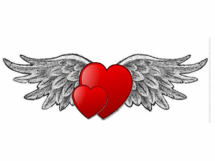 Сердце и крыло день Святого Валентина