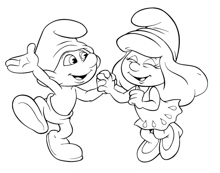 Смурфики раскраска