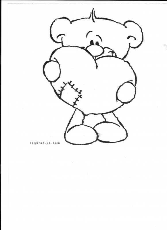 Раскраска Медвежонок с сердечком