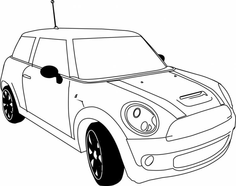 Mini Cooper сбоку чб