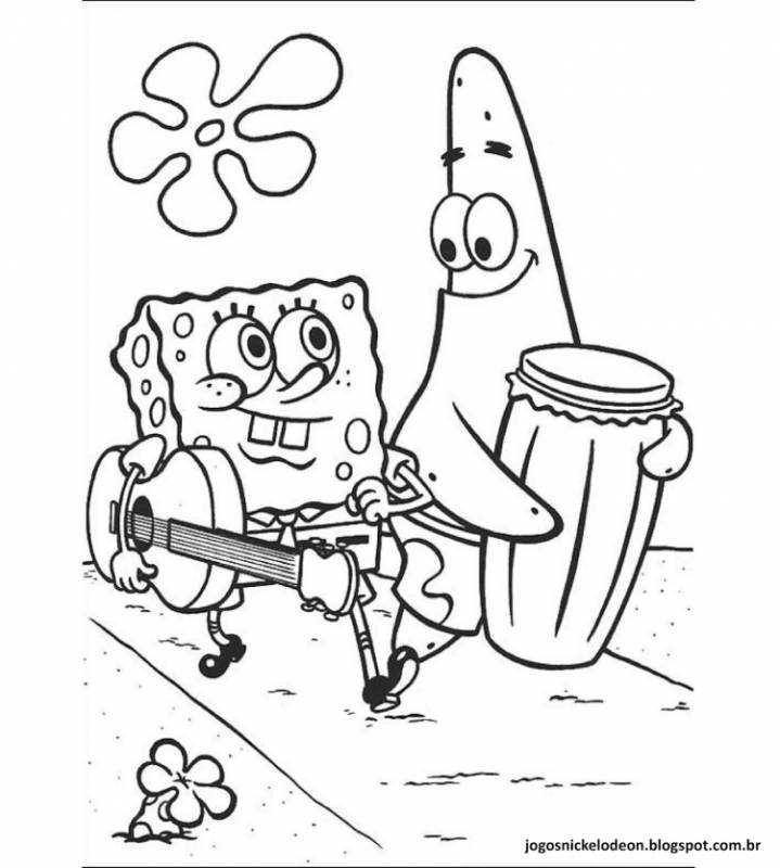 Раскраска губка Боб с радугой