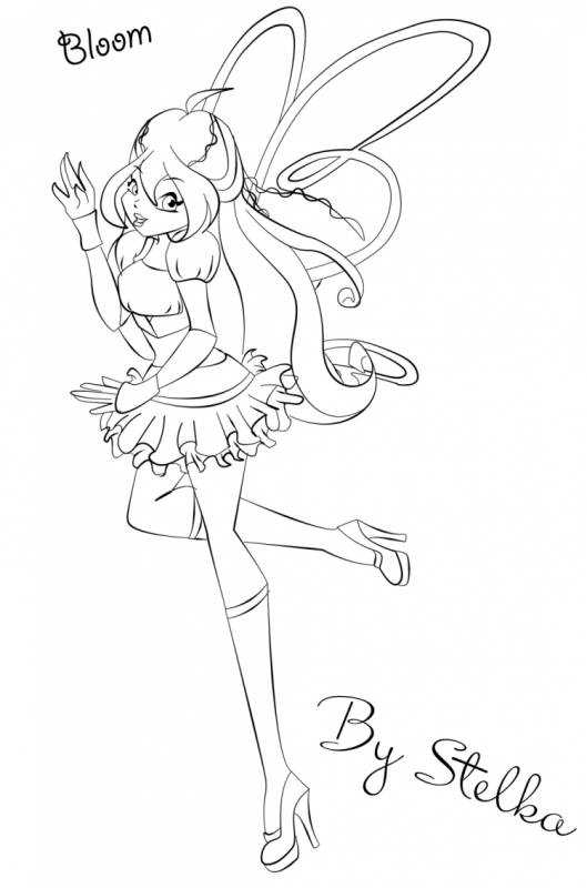 Раскраска феи Винкс Блум