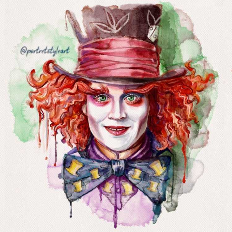 Алиса в стране чудес рисунок Шляпник и Алиса