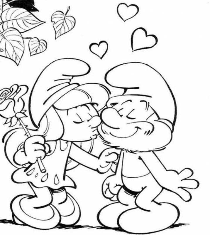 Смурфики раскраска