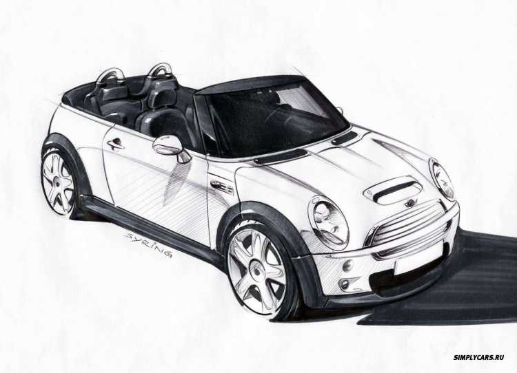 Mini Cooper сбоку чб наклейка