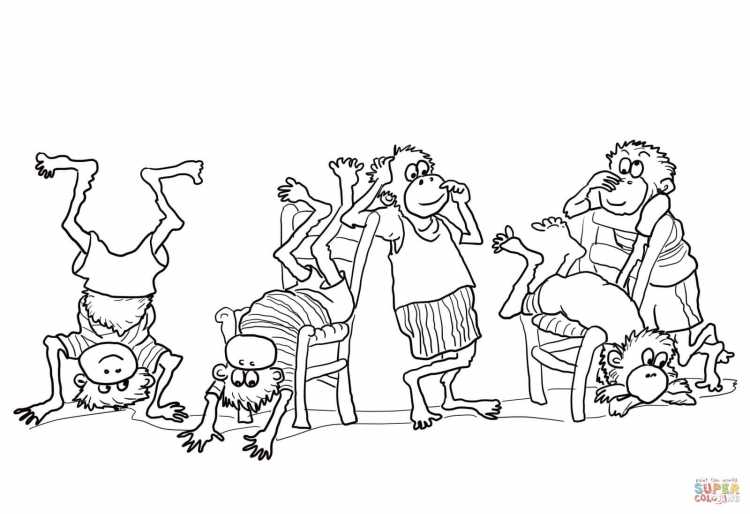 Обезьяна раскраска для детей