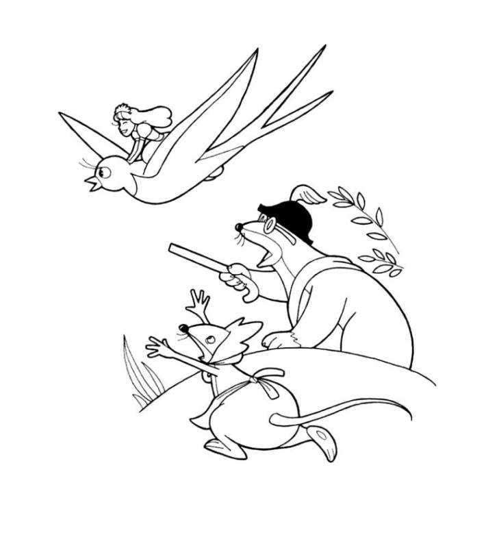 Андерсен Дюймовочка раскраска для детей