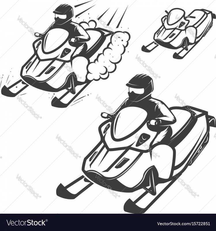 Снегоход вектор чб