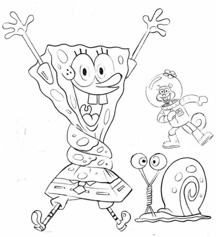 Раскраска губка Боб Гэри