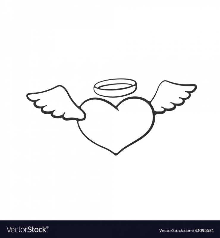 Сердце с крылышками рисунок