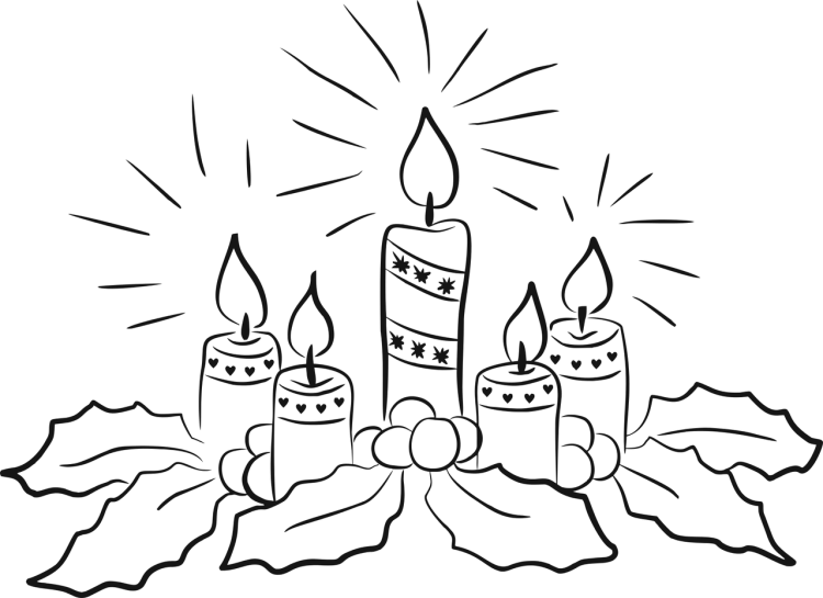 Свечка рисунок черно белый