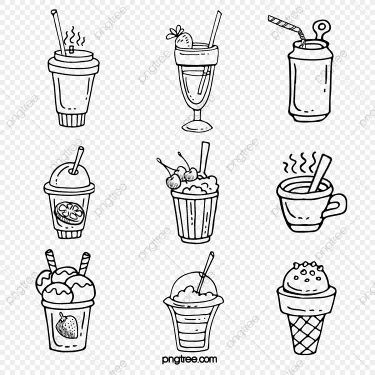 Молочные коктейли вектор чб