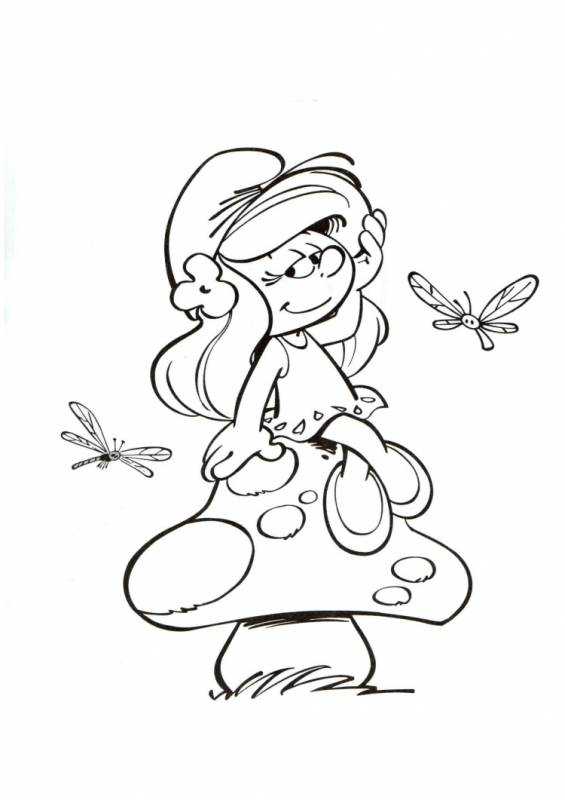 Смурфики раскраска Смурфетта