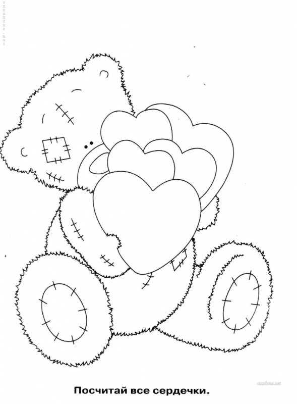 Раскраска Медвежонок с днем рождения