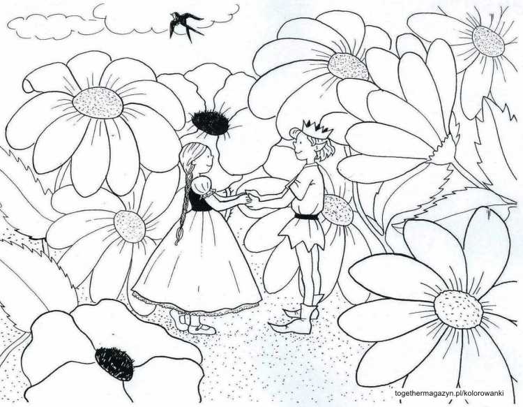 Раскраска Дюймовочка Дисней