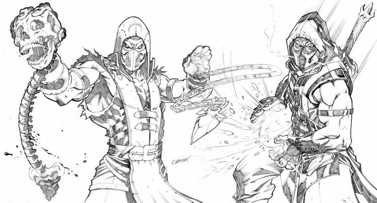 Раскраска мортал комбат саб Зиро