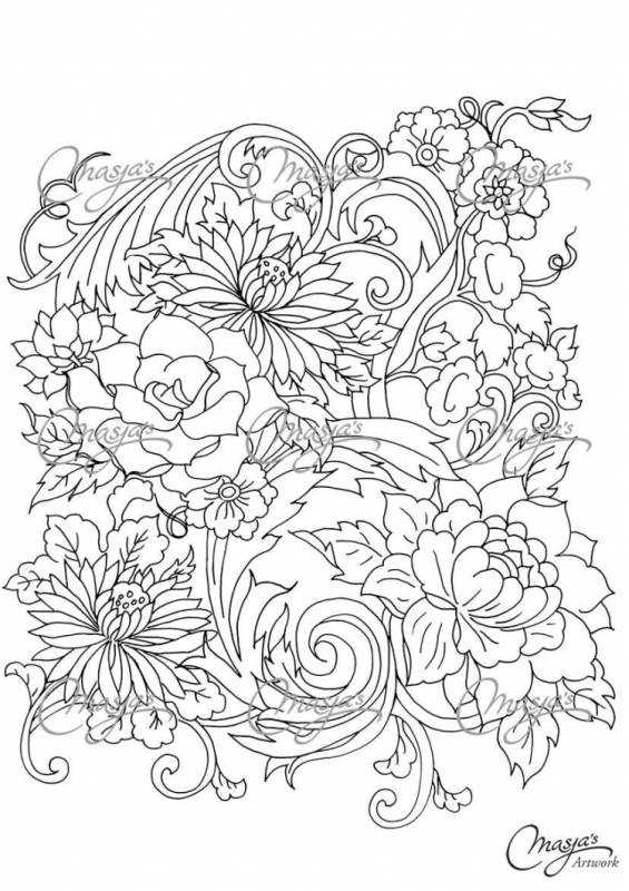 Красивые цветы для раскрашивания взрослым