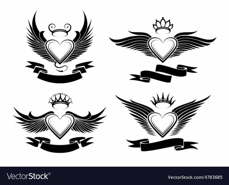 Сердце с крыльями силуэт