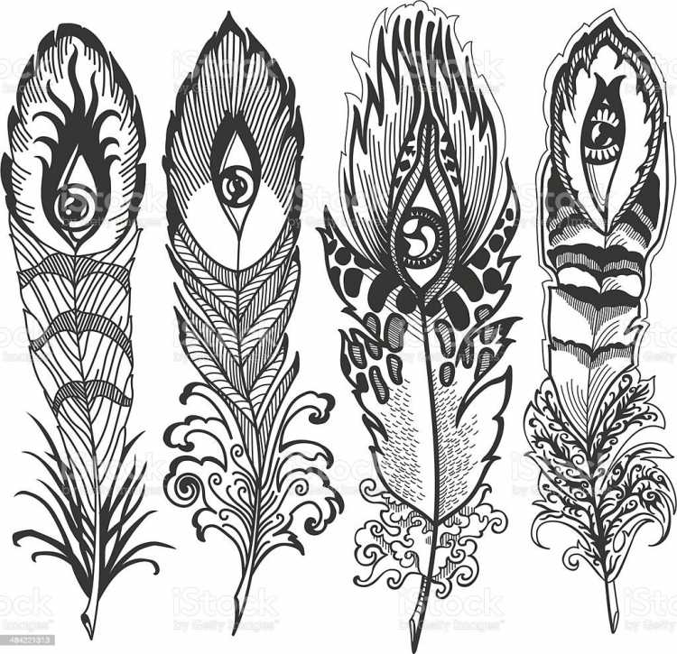 Стилизация перьев декоративно