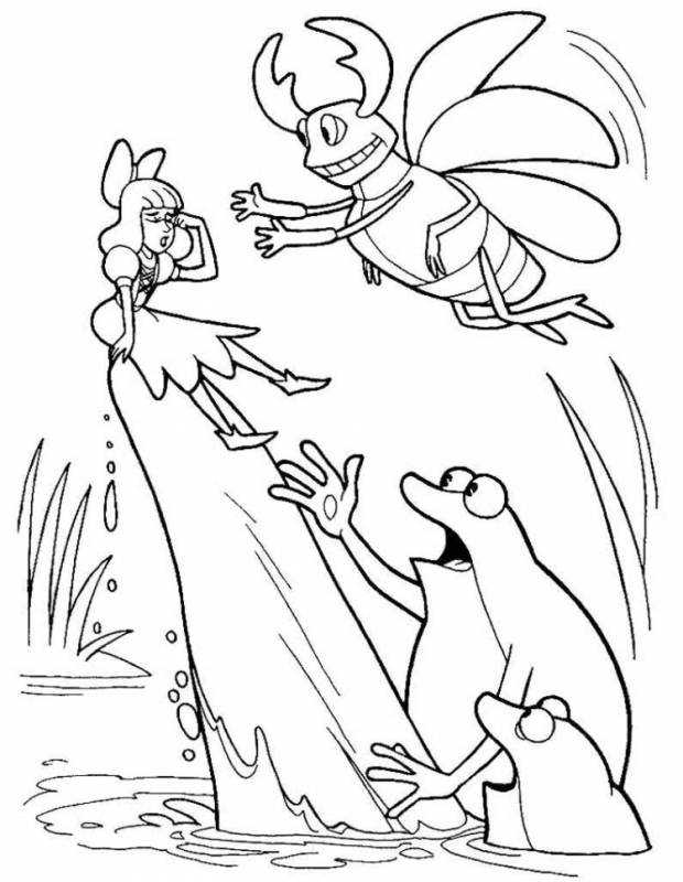 Дюймовочка рисунок карандашом