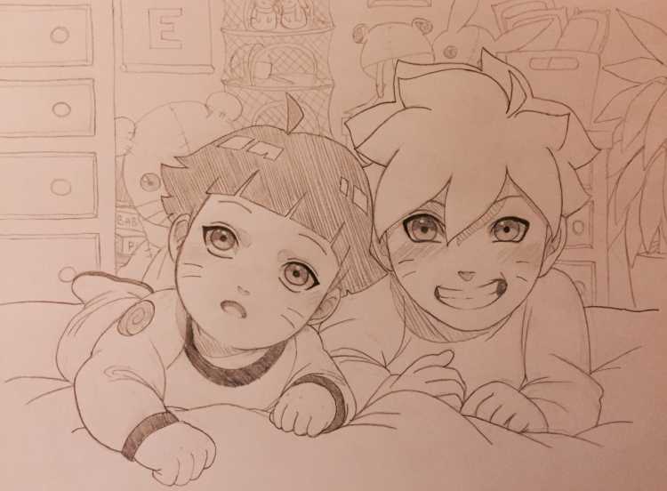 Раскраска Наруто Саске и Сакура