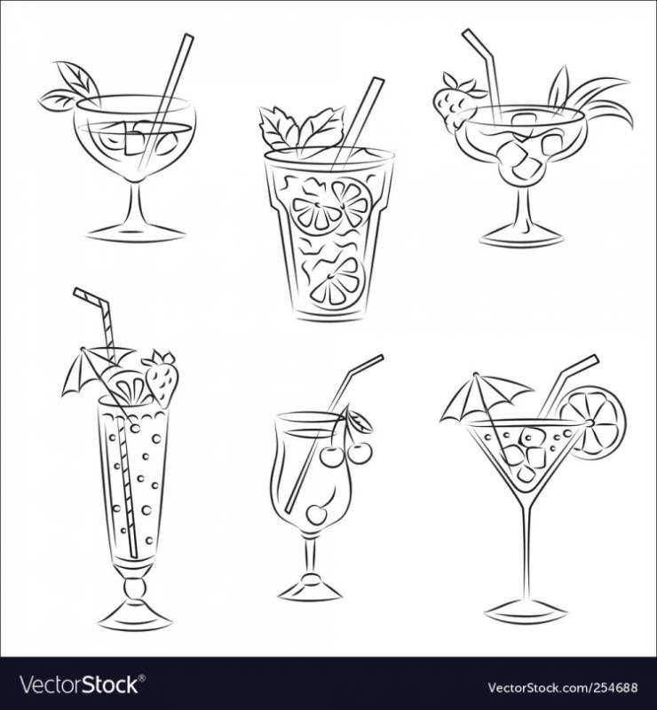 Скетчи набросок коктейль