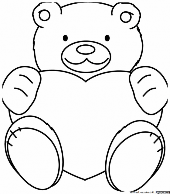 Раскраска мишка с сердечкой