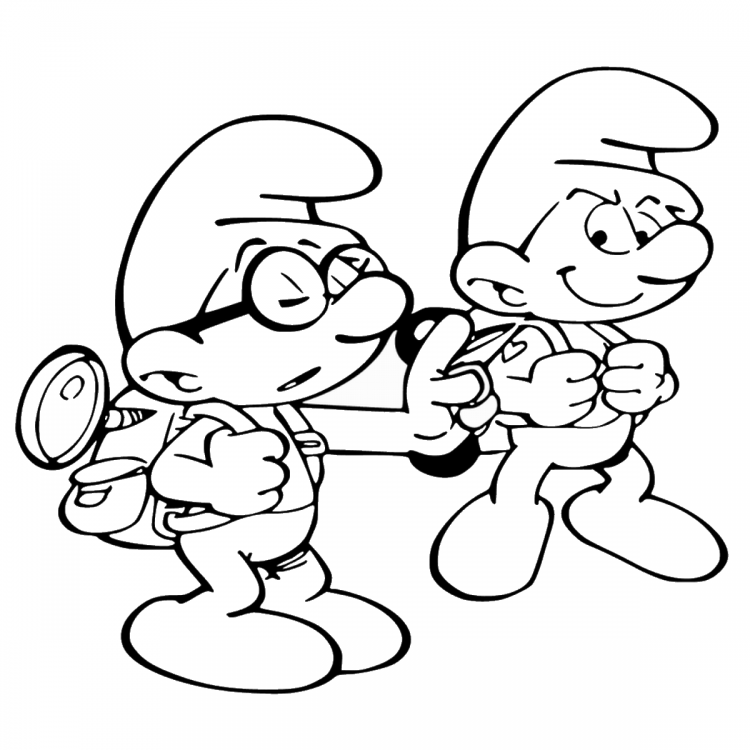 Смурфики раскраска