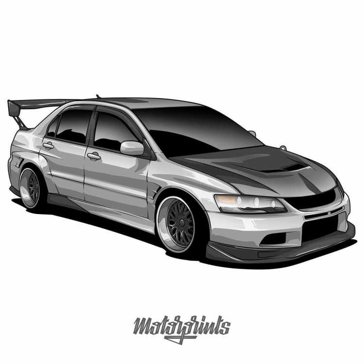 Мицубиси Эво 9 карандашом