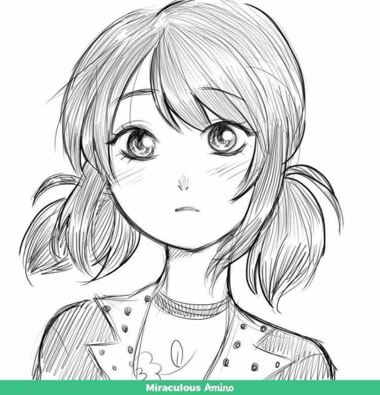 Портрет Маринетт карандашом