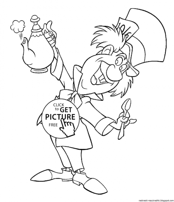 Раскраски Шляпника из Алисы