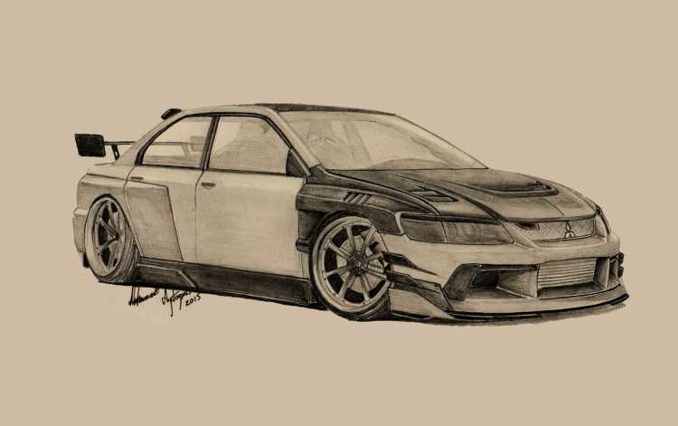 Mitsubishi Lancer Evolution 9 карандашом