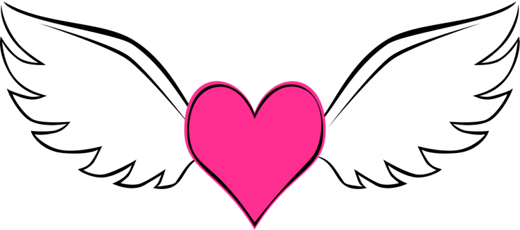 Раскраски сердечки с крыльями