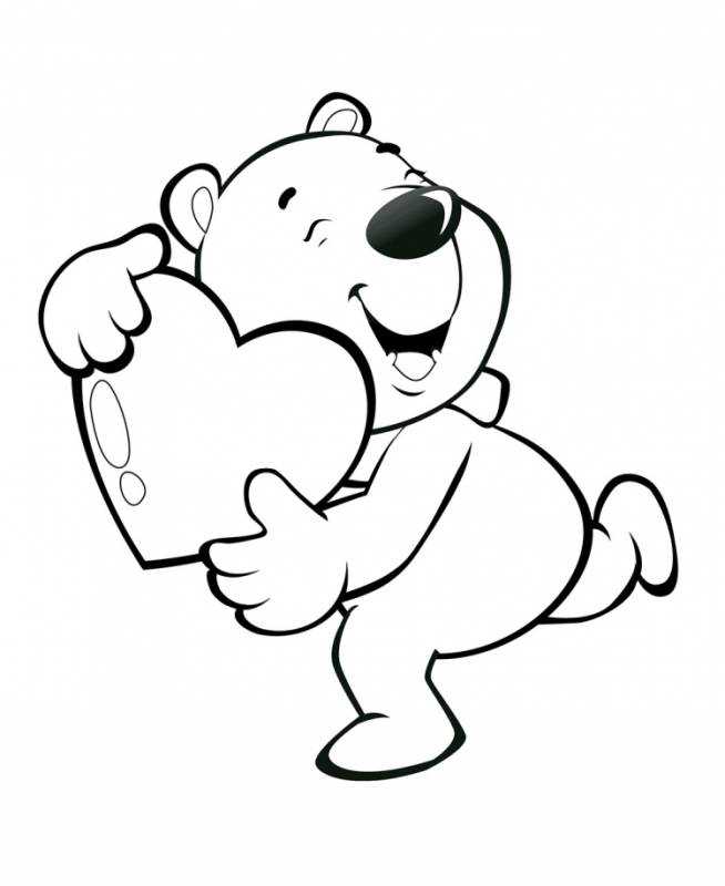 Раскраска Медвежонок с сердечком