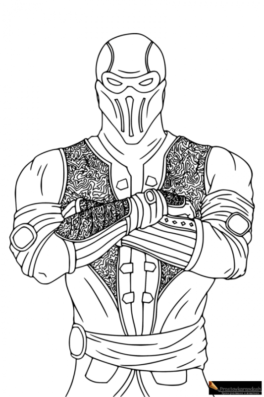 Раскраска мортал комбат Скорпион