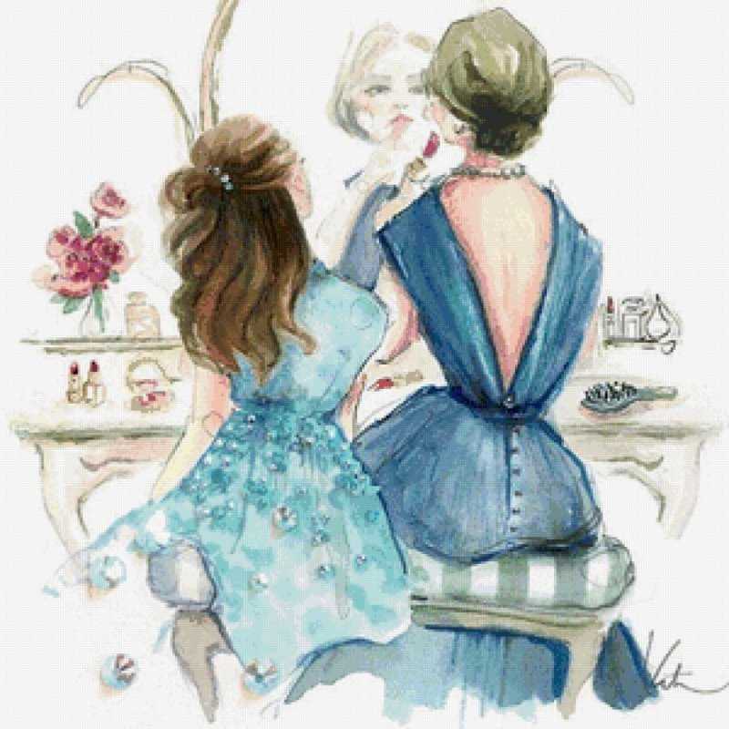 Мультяшная девушка с ребенком