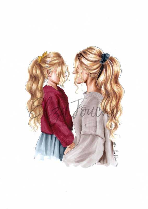 Мама с дочкой иллюстрация