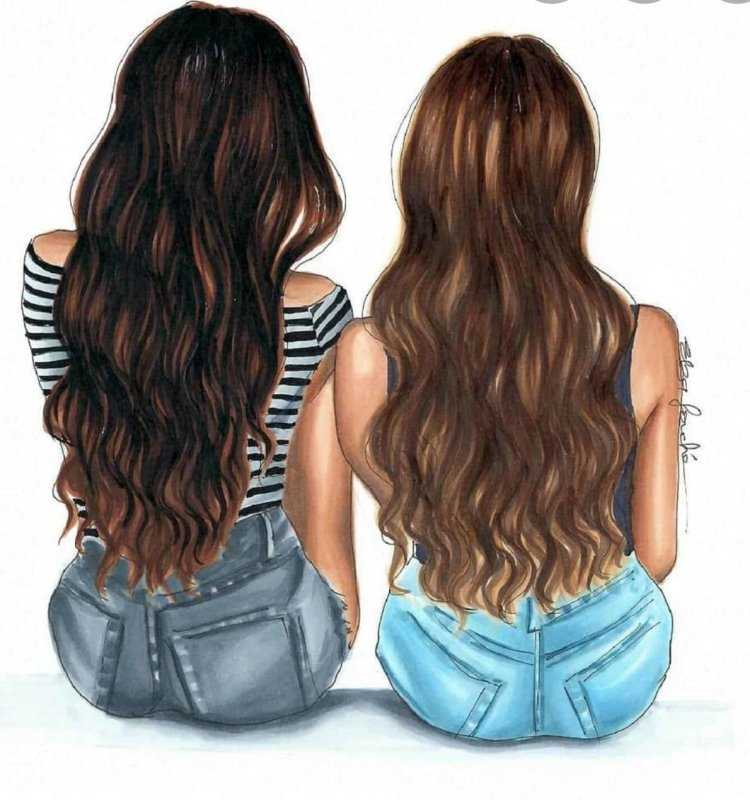 Рисунок три подруги со спины