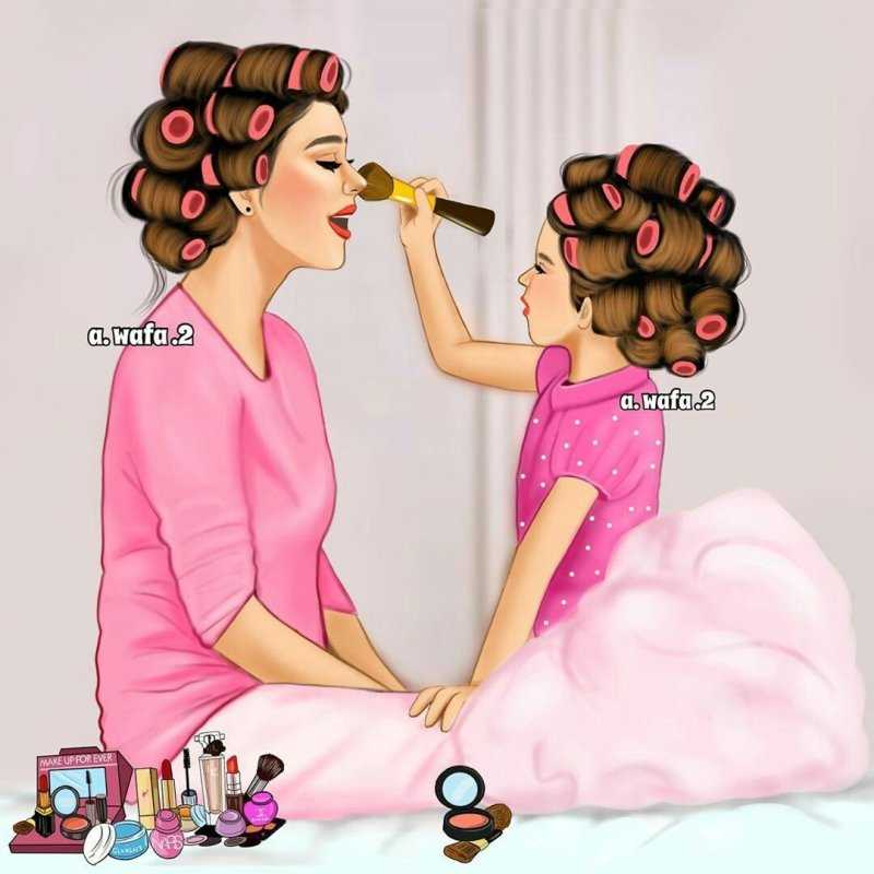 Мама с дочкой иллюстрация