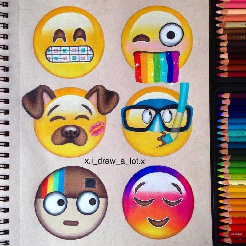 Рисунки смайлики для срисовки