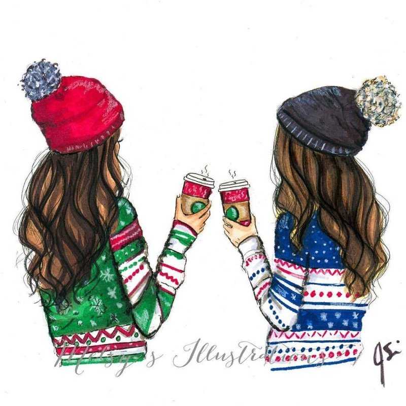 Три подруги с длинными волосами