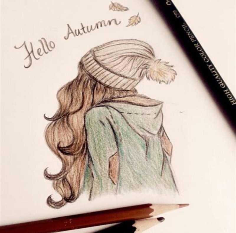 Девочка карандашом для скетчбука