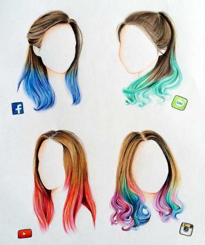 Рисунки для срисовки лёгкие волосы