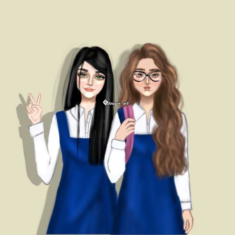 Рисунки для срисовки две подруги