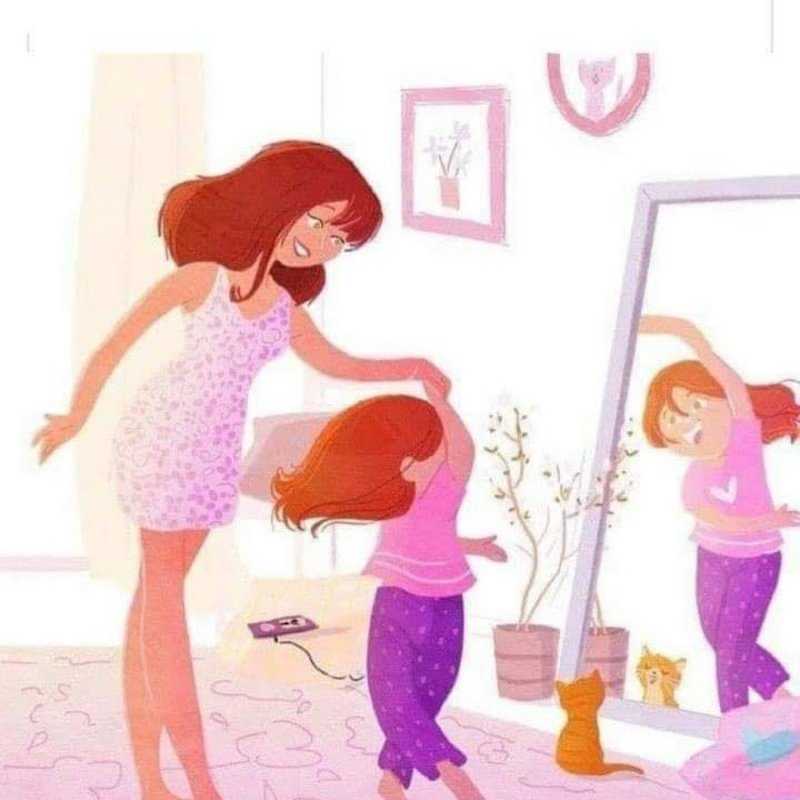 Модные иллюстрации мама и дочь