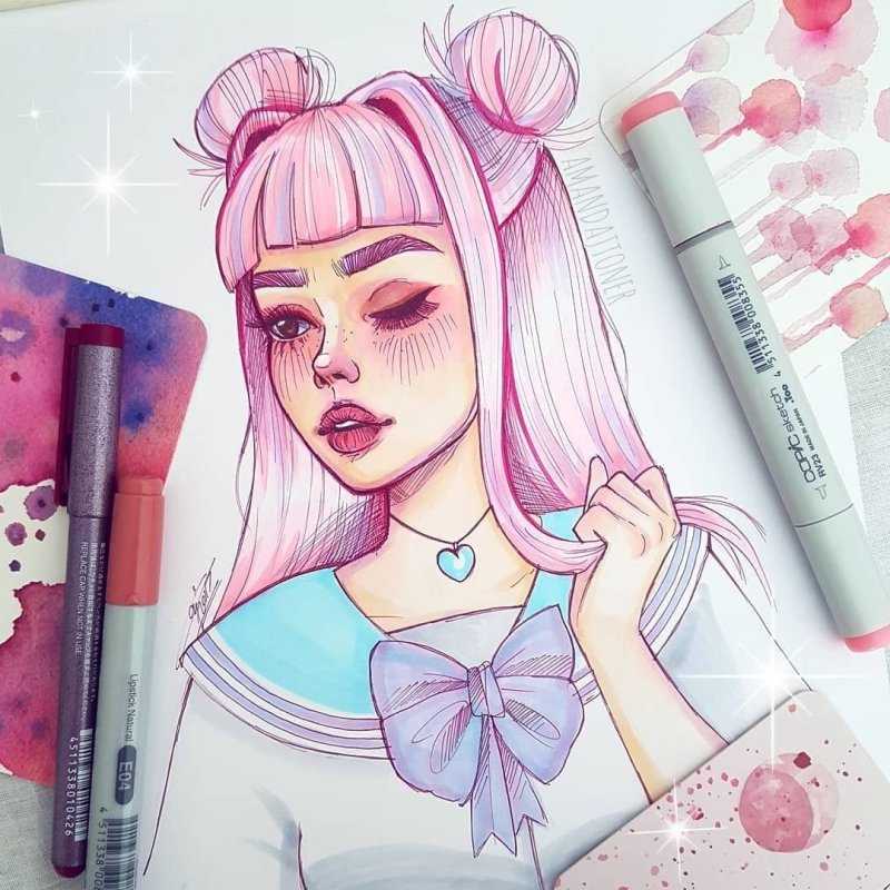 Рисунки для скетчбука девочки