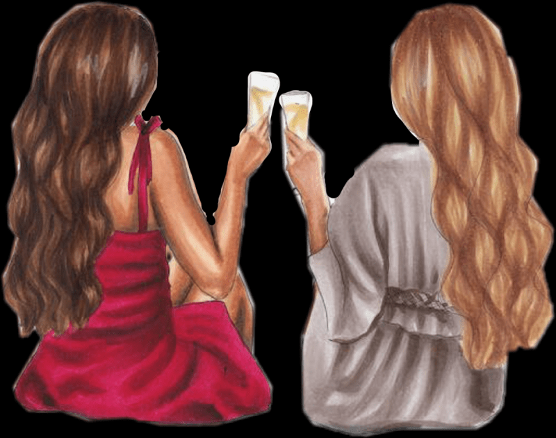 Рисунок девочки с подругой и косичкой