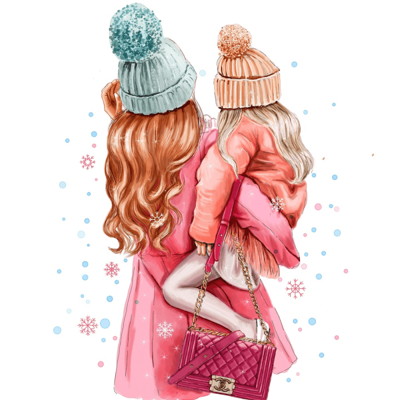 Рисунок мама и дочка в стили